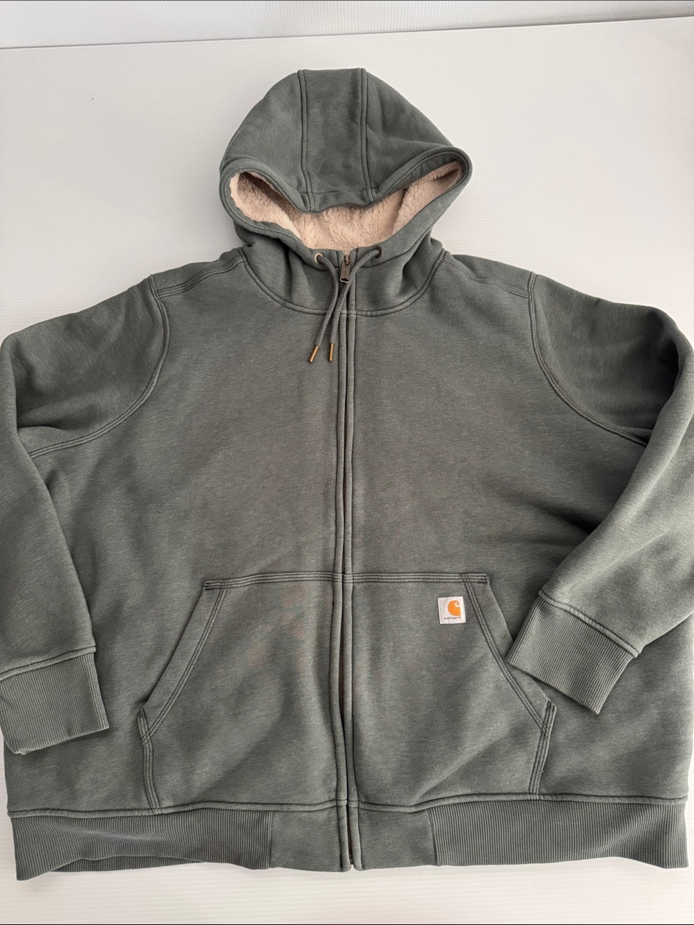 Carhartt Men's Gray Full-Zip Sherpa Hooded Sweatshirt